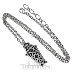Alchemy Gothic Hex Coffin Necklace (Silver)