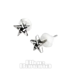 Alchemy Gothic Pentagram Stud Earrings (Silver)
