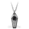 Alchemy Gothic RIP Rose Pendant Necklace (Silver)