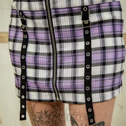 Banned Alternative Rebel Check Mini Dress (Purple)