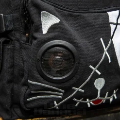 Banned Cat Fish Bone Backpack With Speakers (Black/White)