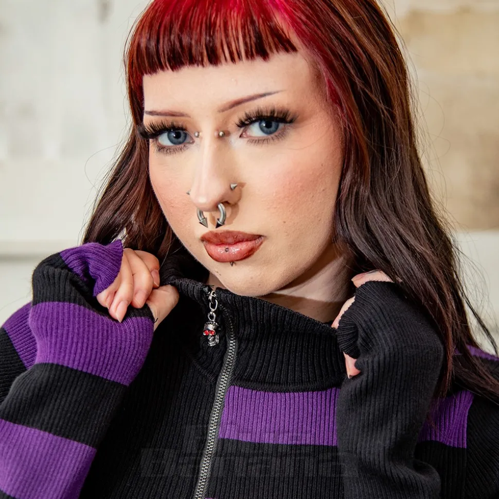 Banned Midnight Ritual Cardigan (Black/Purple)