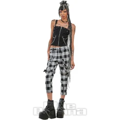 Banned Nocturne Buckle Trousers (Black/White)