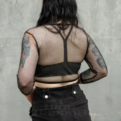 Banned No Rules Fishnet Top (Grey)
