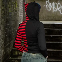 Banned Shiori Front Zip Up Hoodie (Black/Red)