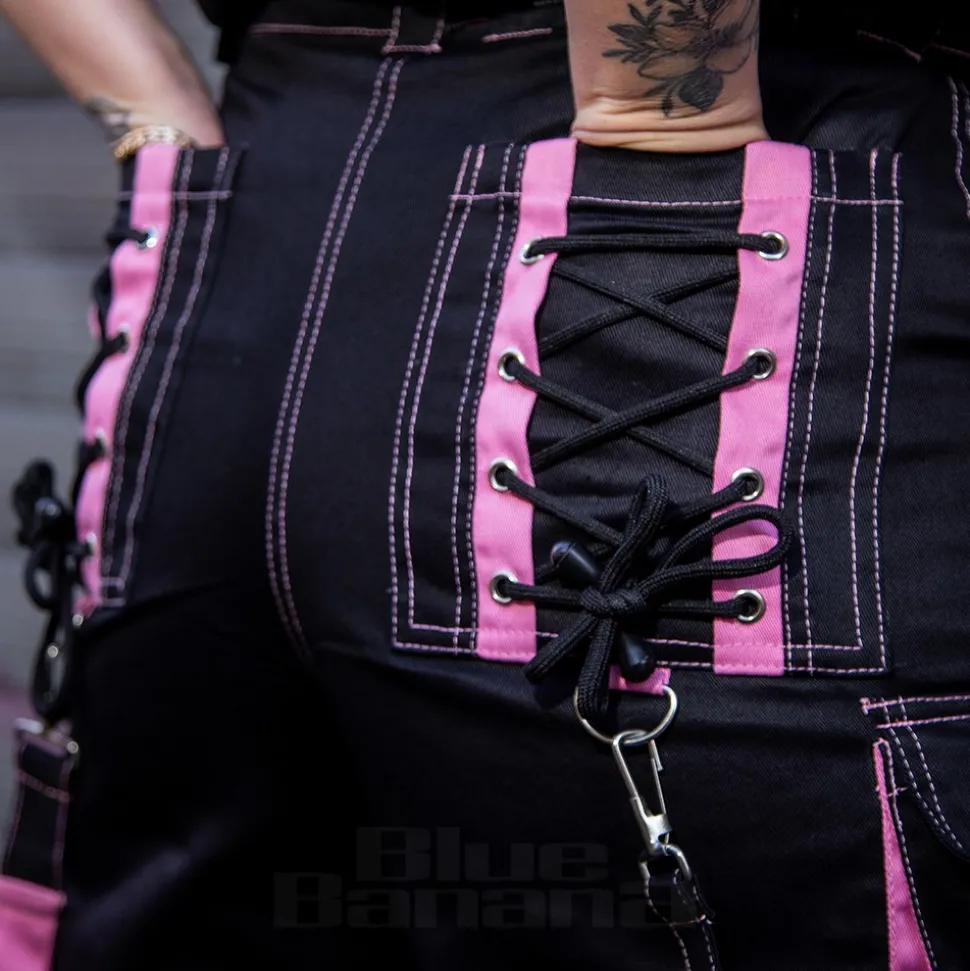 Banned Strappy Paxt Trousers (Black/Pink)