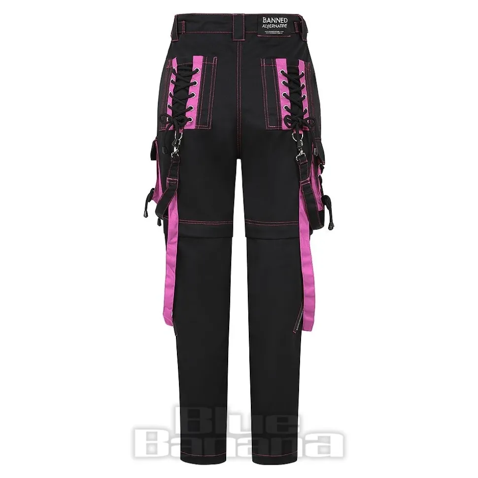 Banned Strappy Paxt Trousers (Black/Pink)