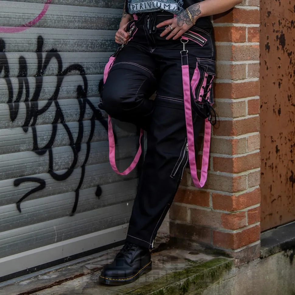 Banned Strappy Paxt Trousers (Black/Pink)