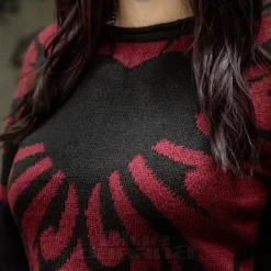 Banned Toxic Love Cropped Jumper (Black/Burgundy)