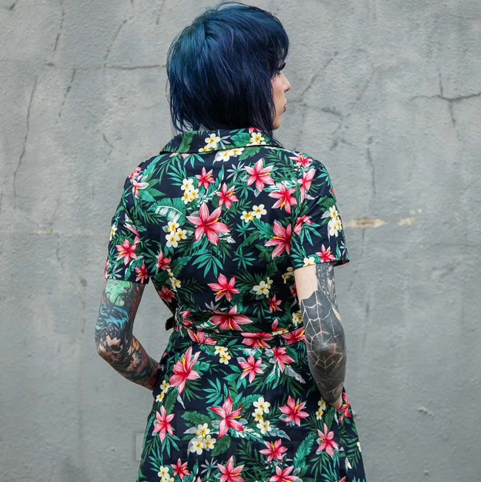 Banned Tropical Kate Dress (Navy)