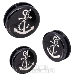 Blue Banana Acrylic Anchor Ear Plug 26 - 36mm (Black/White)