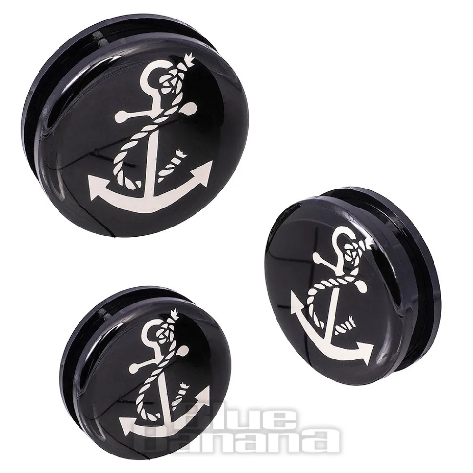 Blue Banana Acrylic Anchor Ear Plug 26 - 36mm (Black/White)
