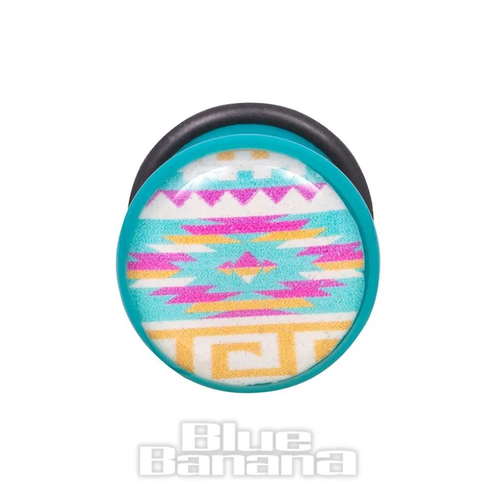 Blue Banana Acrylic Aztec Turquoise Ear Plug 4-12mm (Multicoloured)