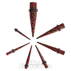 Blue Banana Acrylic Cherry Ear Stretcher (Black/Red)