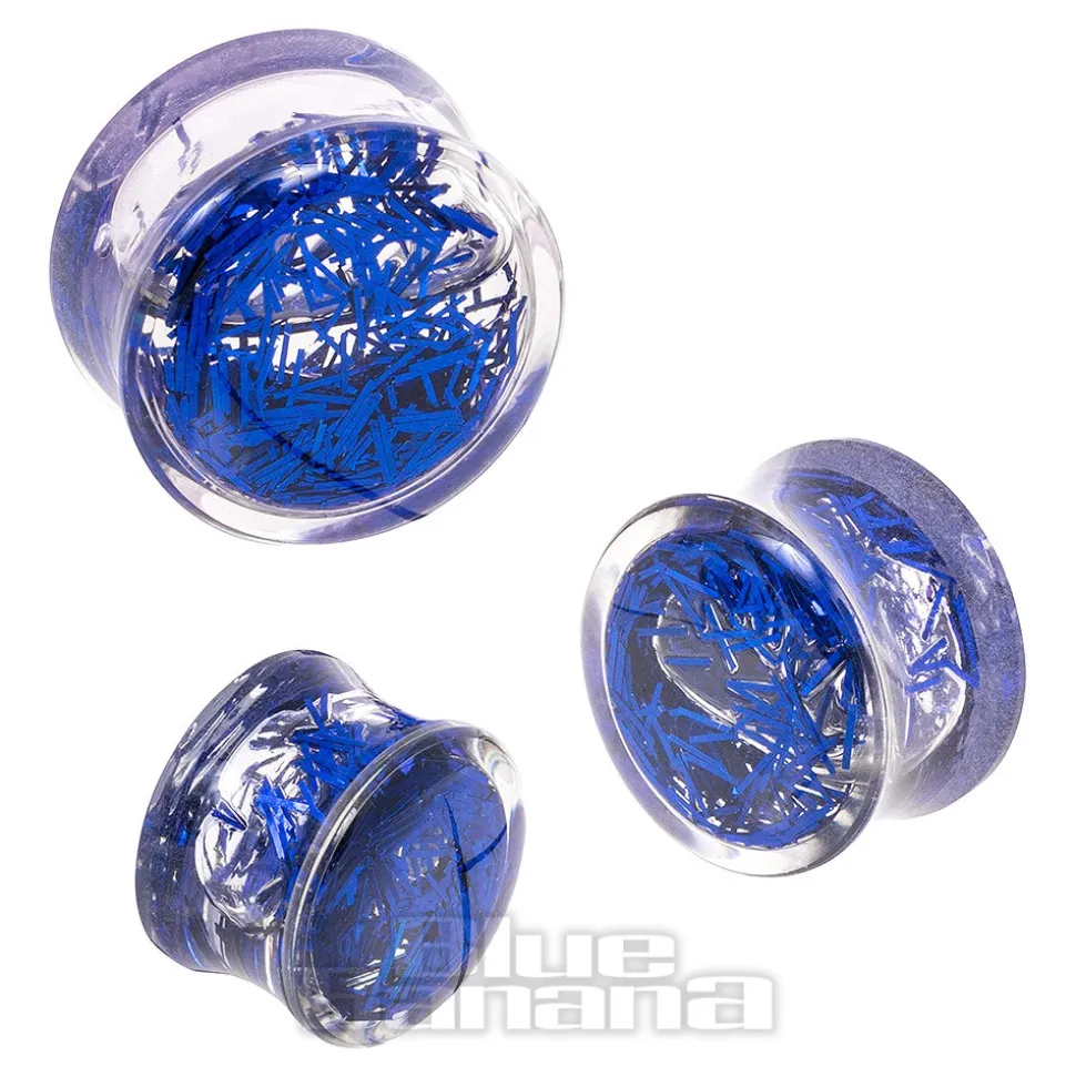 Blue Banana Acrylic Glitter Ear Plug 8-20mm (Blue)