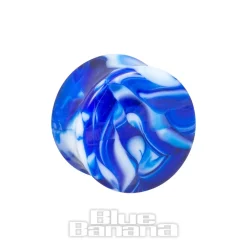 Blue Banana Acrylic Marble Ear Plug 10-20mm (Blue)