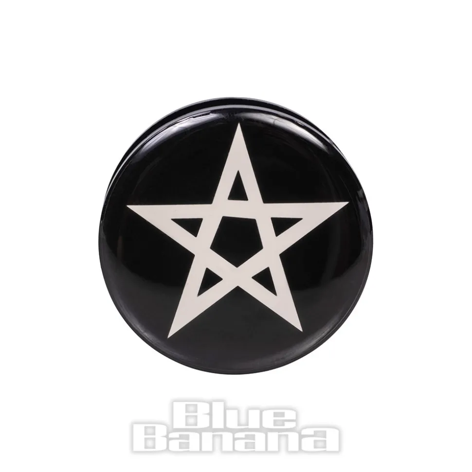 Blue Banana Acrylic Pentagram Ear Plug 26-36mm (Black/White)