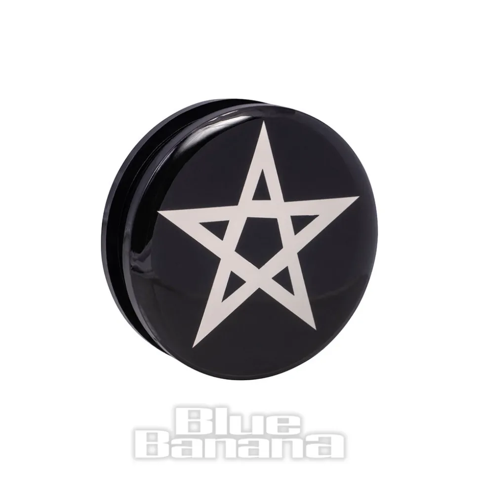 Blue Banana Acrylic Pentagram Ear Plug 26-36mm (Black/White)