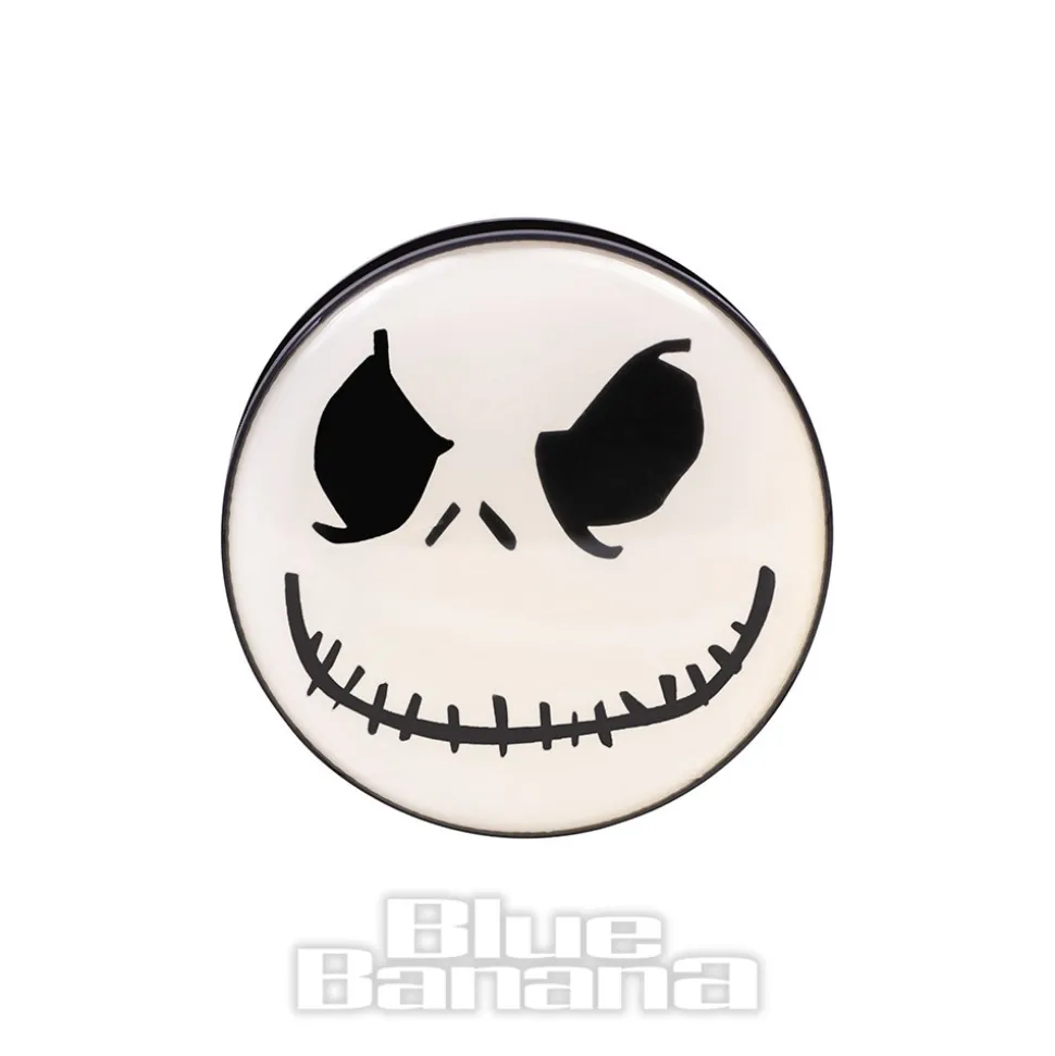 Blue Banana Acrylic Pumpkin Face Ear Plug 26-36mm (Black/White)