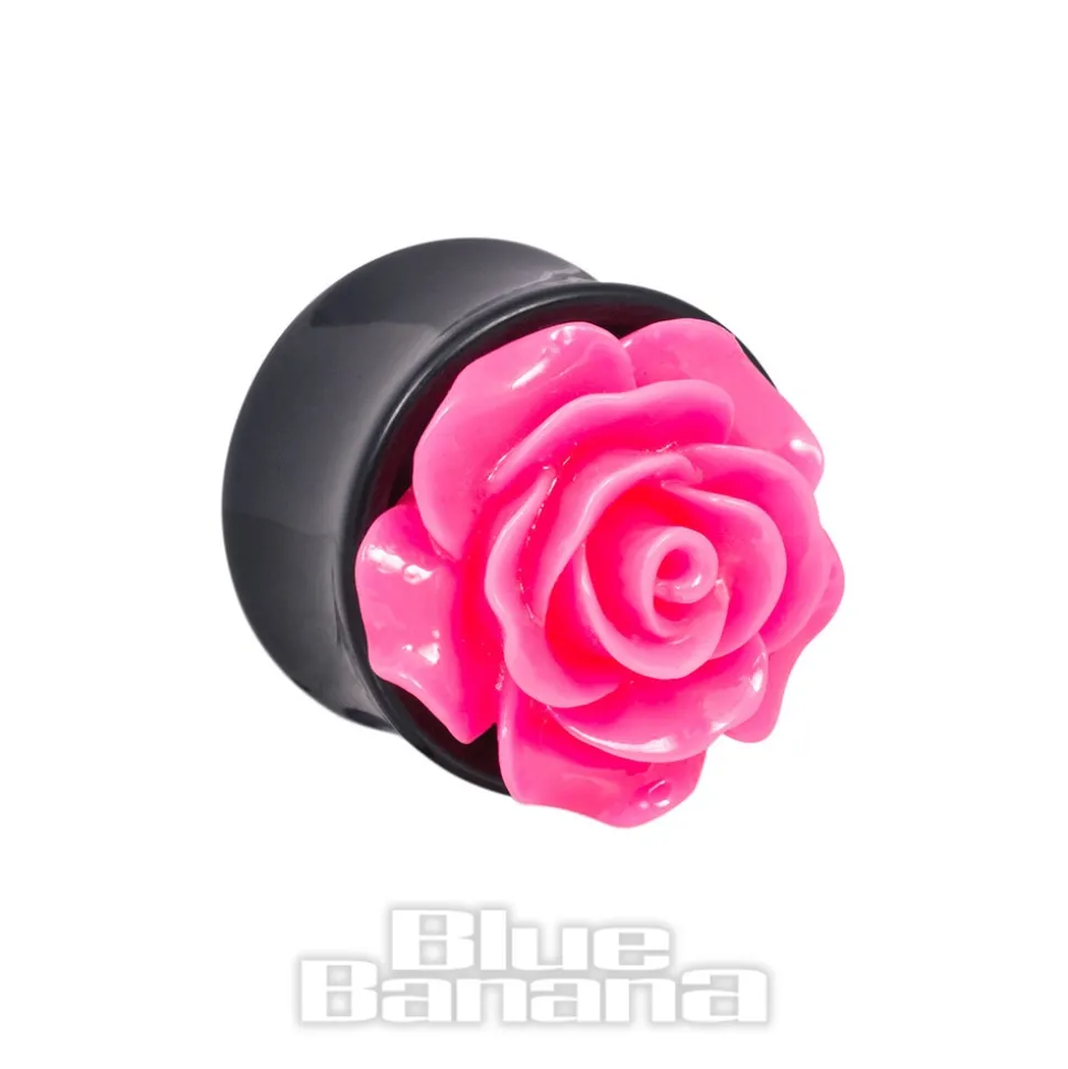 Blue Banana Acrylic Rose Ear Plug 8-22mm (Dark Pink)