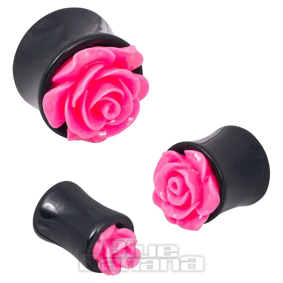 Blue Banana Acrylic Rose Ear Plug 8-22mm (Dark Pink)