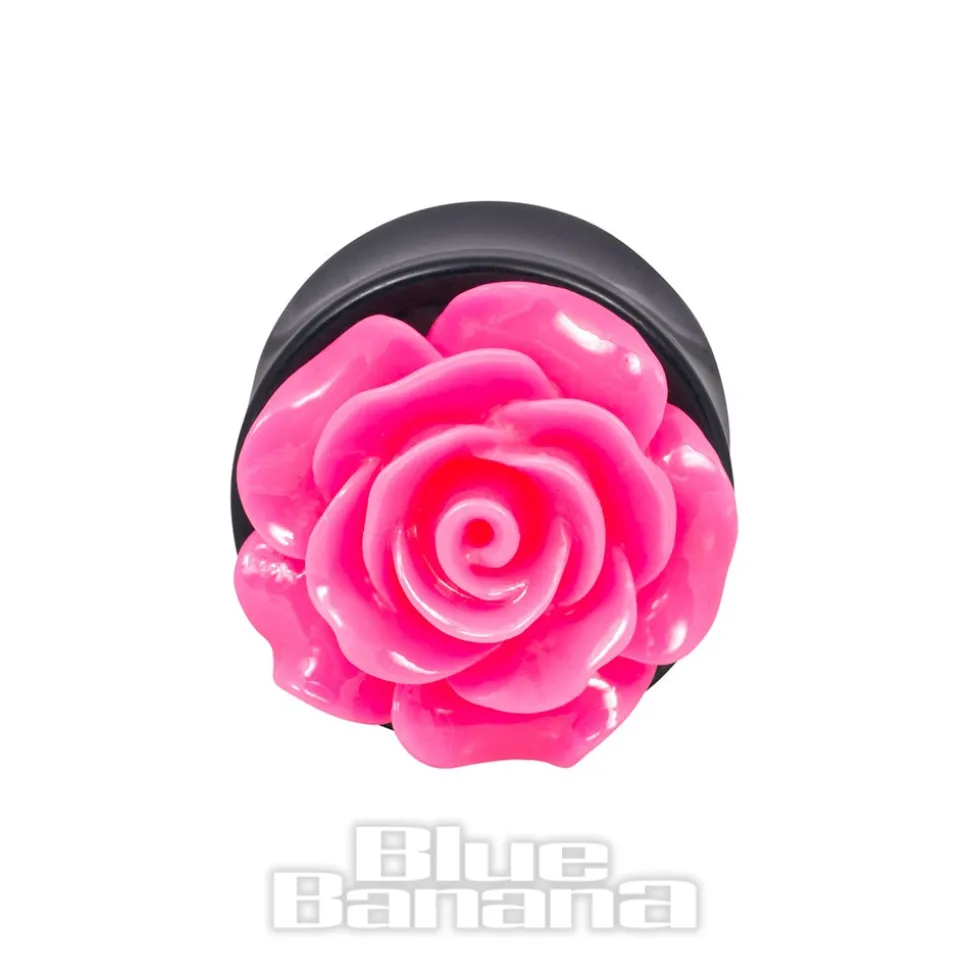 Blue Banana Acrylic Rose Ear Plug 8-22mm (Dark Pink)