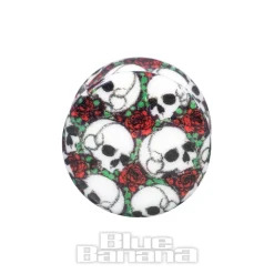 Blue Banana Acrylic Skull & Rose Ear Plug 6-18mm (Black)