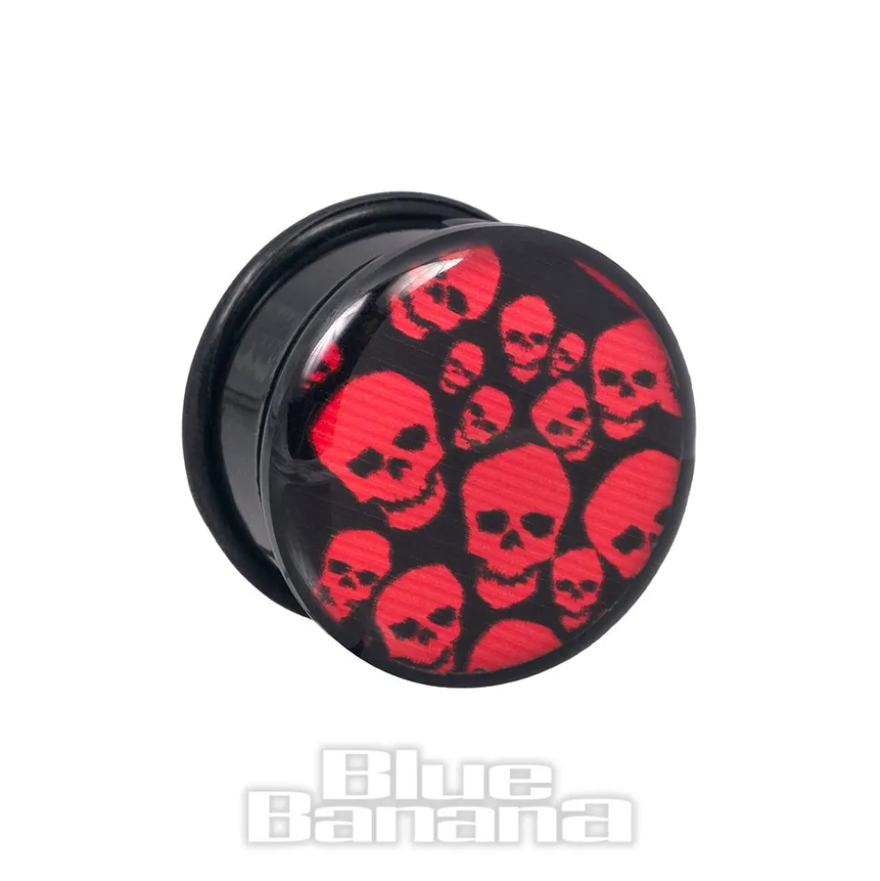 Blue Banana Acrylic Skulls Ear Plug 4-22mm (Red)