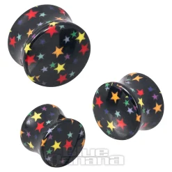 Blue Banana Acrylic Star Ear Plug 6-16mm (Black)