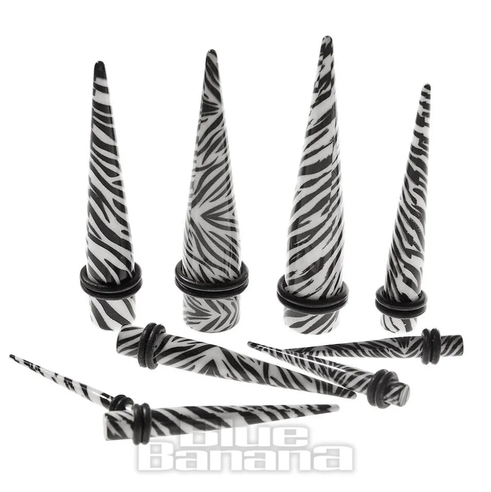 Blue Banana Acrylic Zebra Ear Stretcher (Black/White)