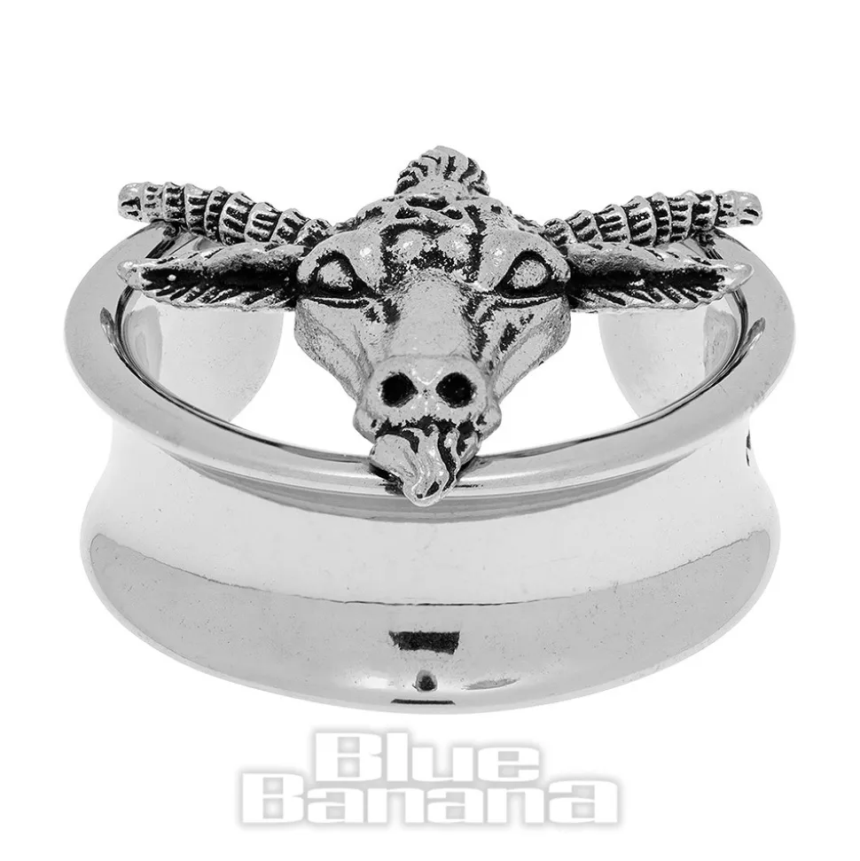 Blue Banana Baphomet Surgical Steel Tunnel (Silver)