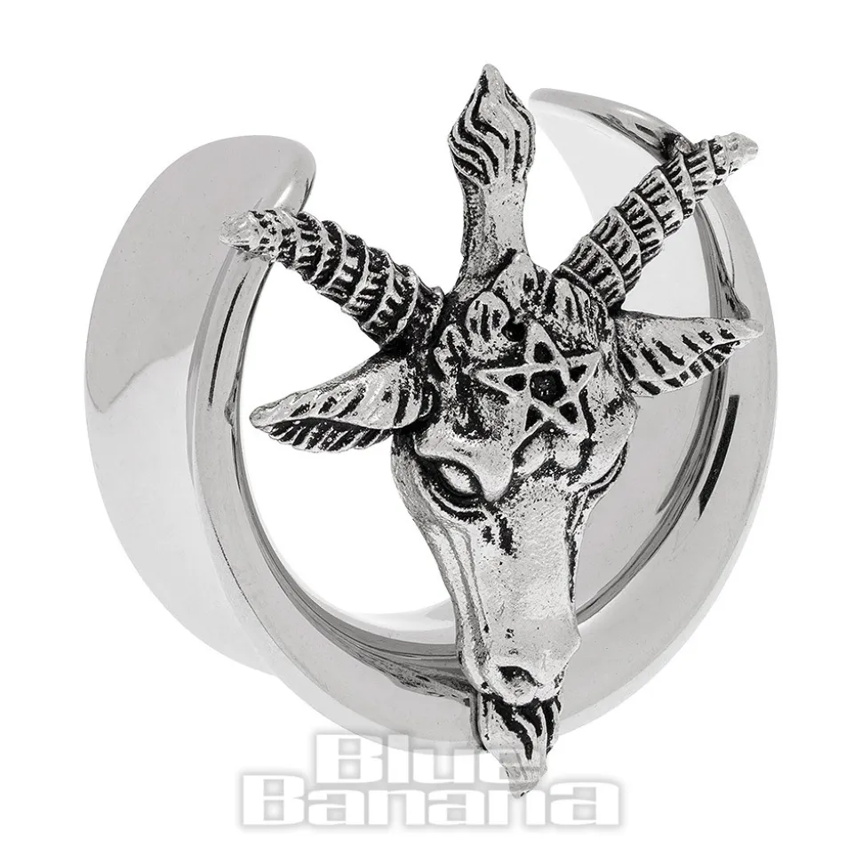 Blue Banana Baphomet Surgical Steel Tunnel (Silver)