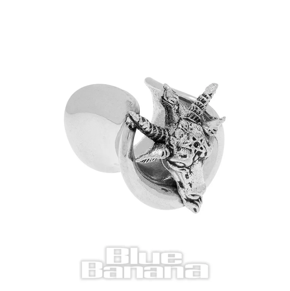 Blue Banana Baphomet Surgical Steel Tunnel (Silver)