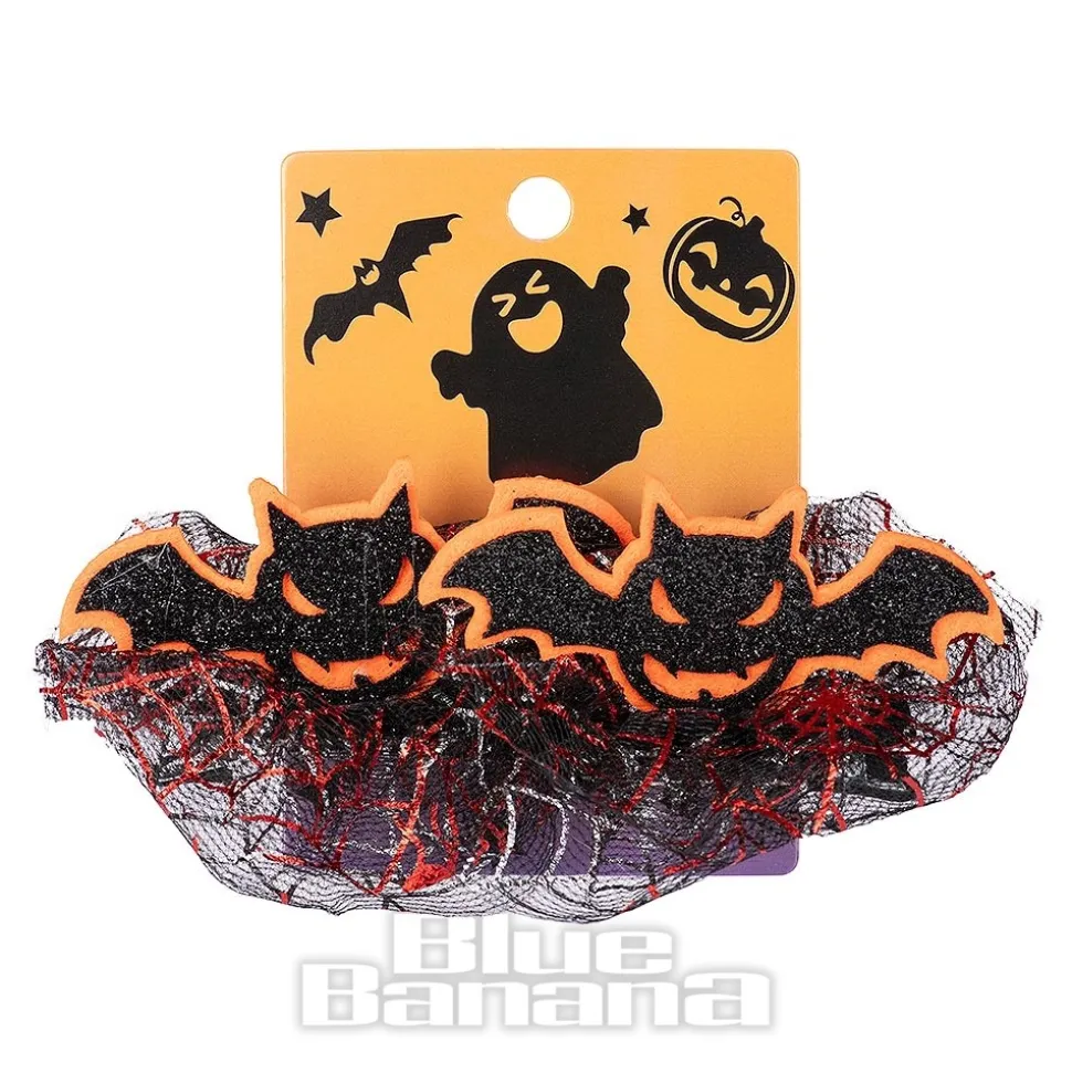 Blue Banana Bat Hair Clips (Orange/Black)