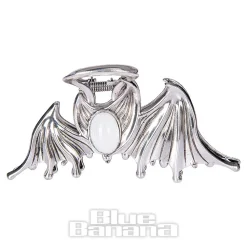 Blue Banana Bat & Stone Hair Clip (Silver)