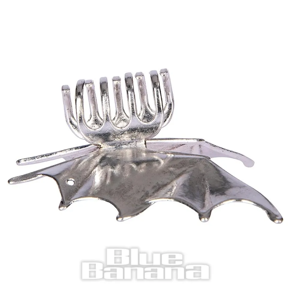 Blue Banana Bat Wings Hair Clip (Silver)