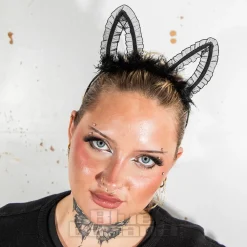 Blue Banana Big Lace Ears Headband (Black)