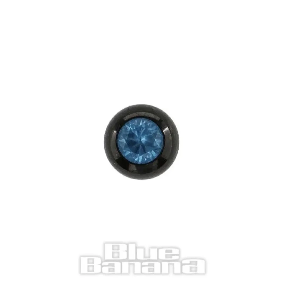 Blue Banana Black Titanium 3mm Jewelled Ball (Aqua)