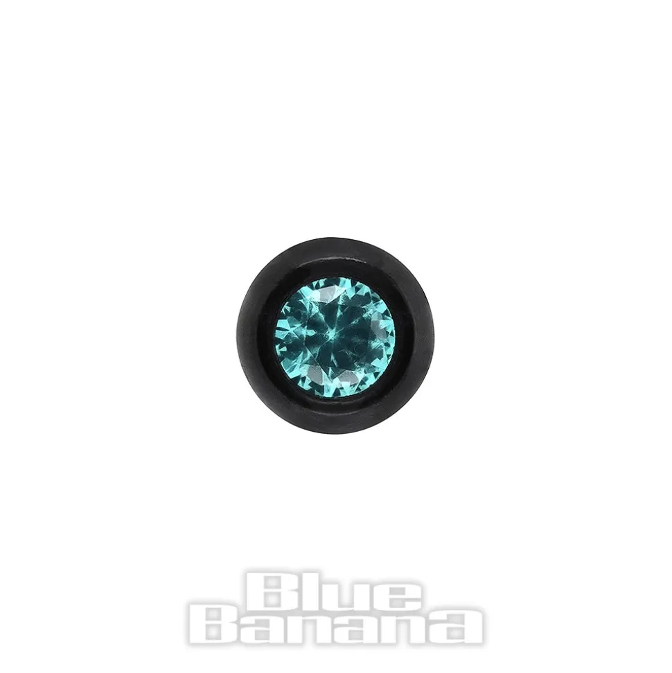 Blue Banana Black Titanium 4mm Internally Threaded Jewelled Ball (Zircon)