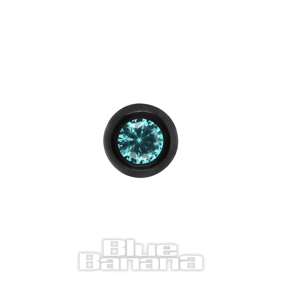 Blue Banana Black Titanium 3mm Internally Threaded Jewelled Ball (Zircon)