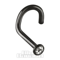 Blue Banana Black Titanium 2.0mm Nose Stud (Crystal)