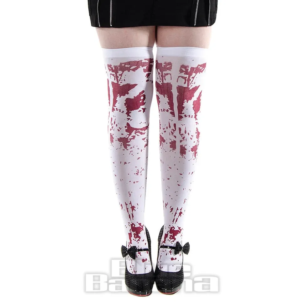 Blue Banana Blood Splatter Hold Ups (White)