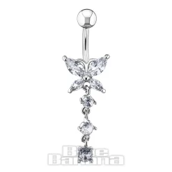 Blue Banana Butterfly Navel Bar (Crystal)