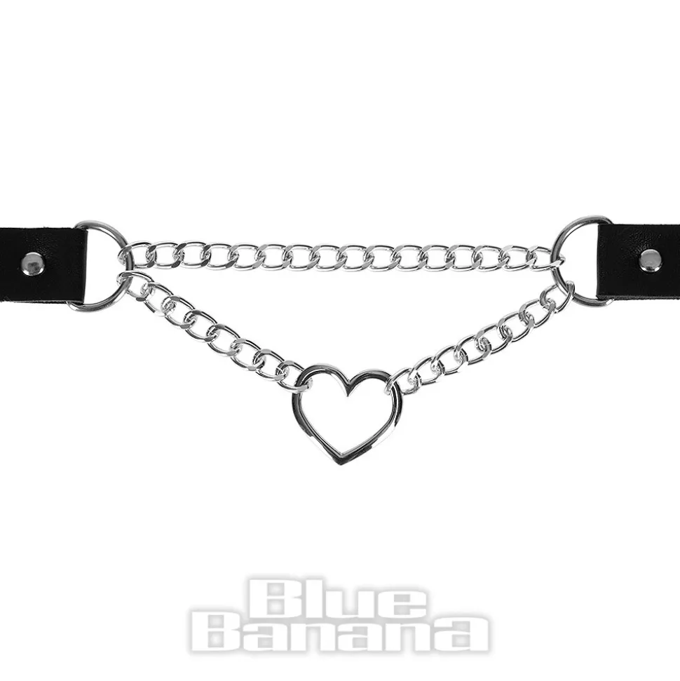 Blue Banana Chain Heart Choker (Black)