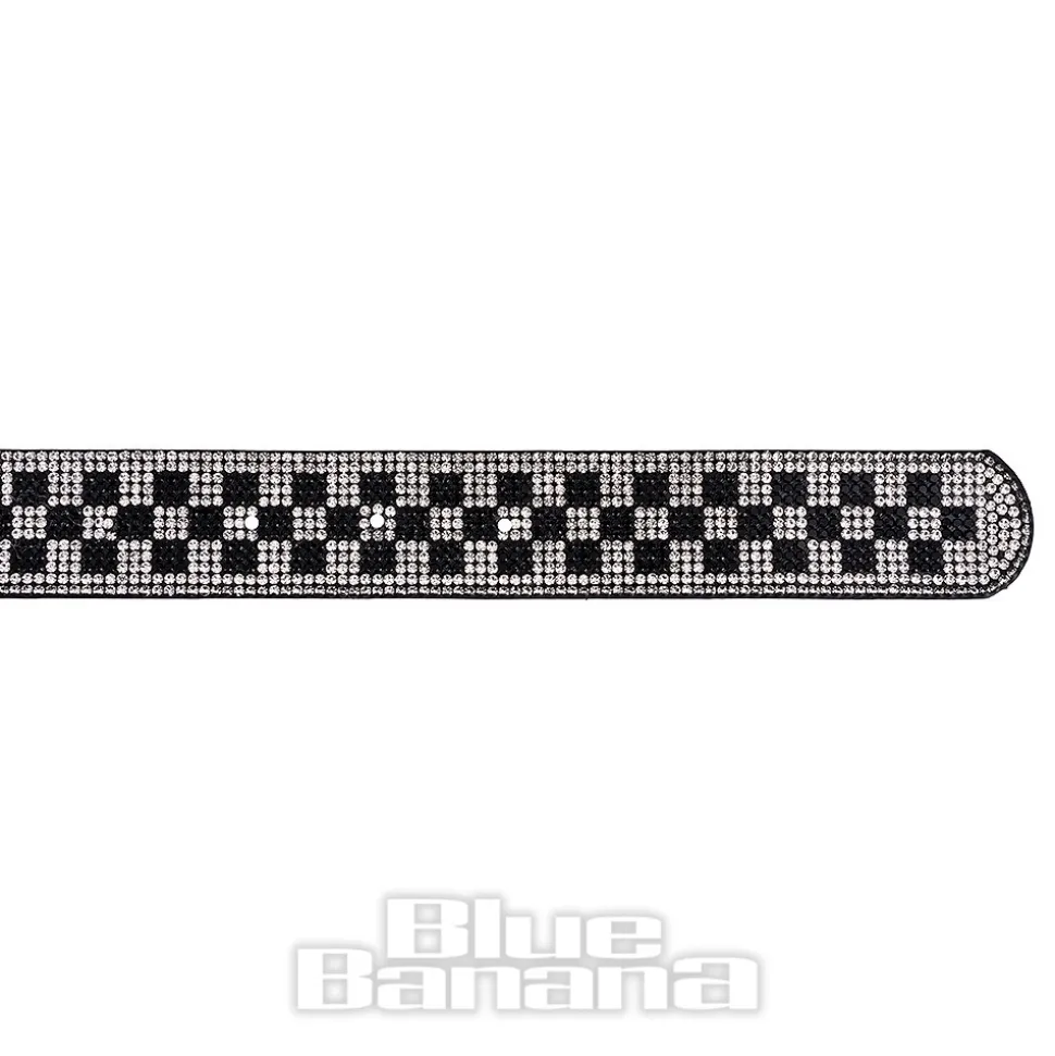 Blue Banana Checkerboard Crystal Belt (Black/White)