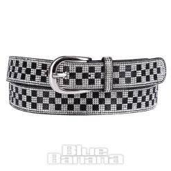 Blue Banana Checkerboard Crystal Belt (Black/White)