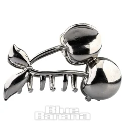 Blue Banana Cherry Hair Clip (Silver)