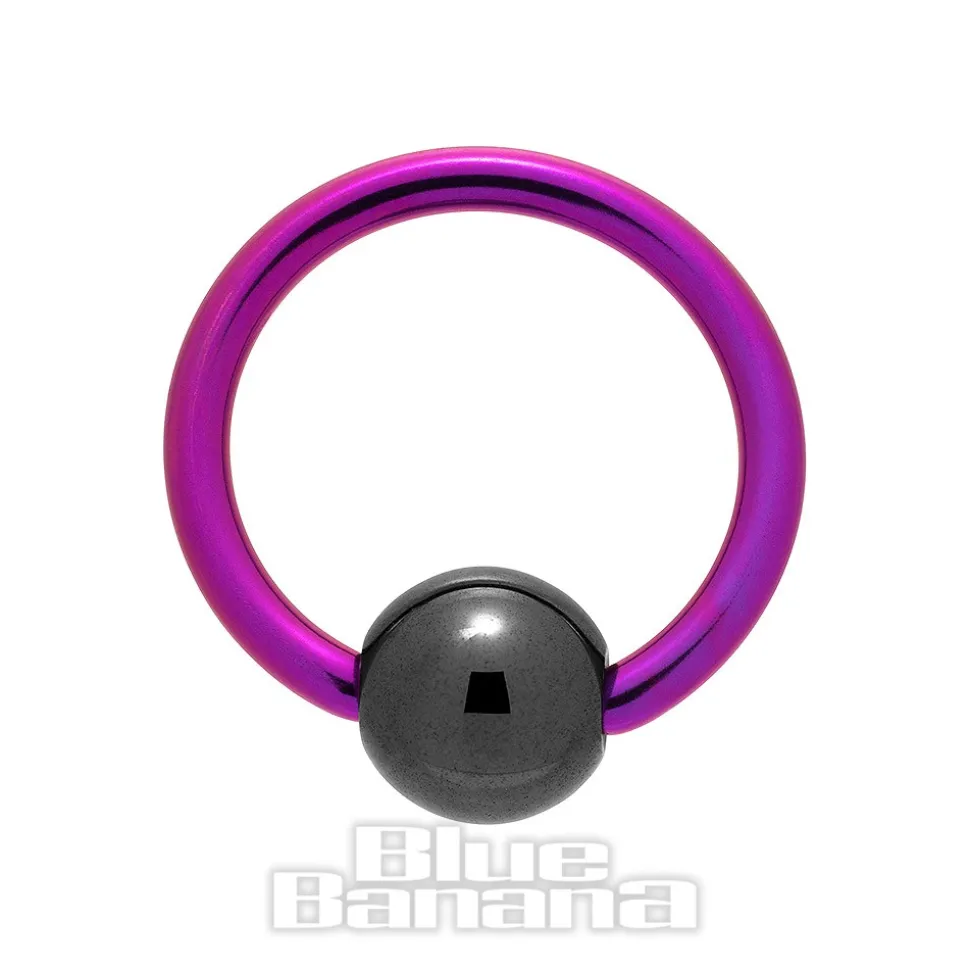 Blue Banana Coloured Titanium 1.2mm BCR (Purple/Black)