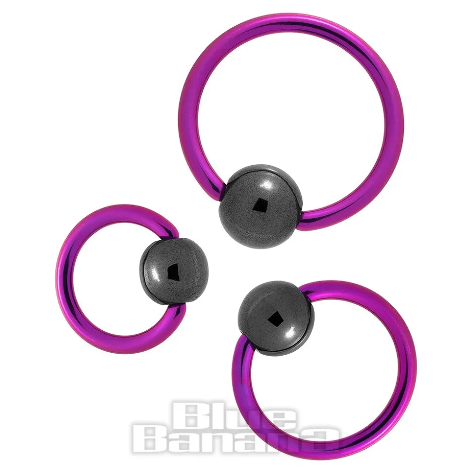 Blue Banana Coloured Titanium 1.2mm BCR (Purple/Black)