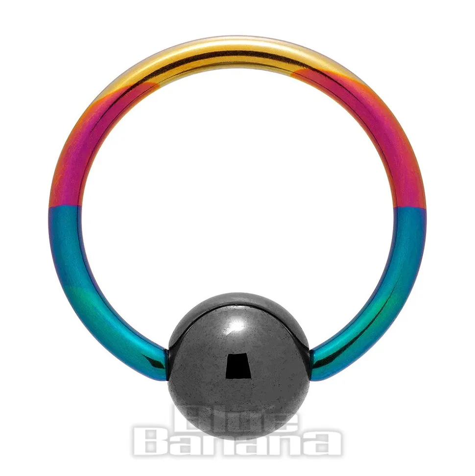 Blue Banana Coloured Titanium 1.2mm BCR (Rainbow/Black)
